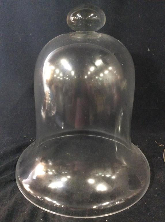 Hand Formed Jar Glass Bell Form Light Fixture: Lot includes bell shaped structure & appears to have all pieces & wiring. Bell shaped structure measures approximately 14.5 inches tall 13 inches wide. Bell jar, Lantern, Chandelier, Light Fixture. 6.