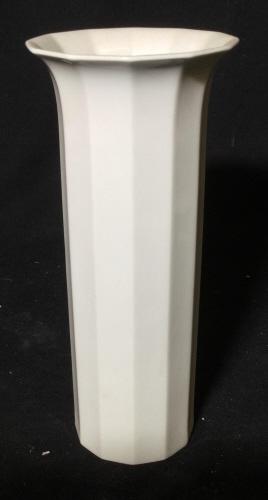 ROSENTHAL White Porcelain Vase, Germany: Luxury table ware porcelain, marked for Rosenthal , Germany, fluted cylindrical form vase, Vessel, Decorative accessory, decorative arts and accessories, shelf piece home decoration, measures ht app 9