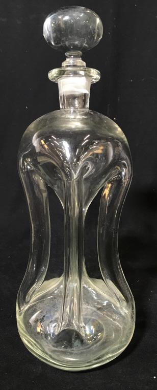 Vintage Intricate Hand Formed Glass Decanter: Vintage Intricate Hand Formed Glass Decanter With Stopper, no condition issues noted, measures approximately 12.5 Inches tall x 4.25 inches in diameter. Vintage Barware, Vintage Decanter, Glass Decant