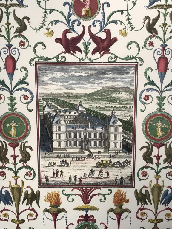 Color Lithograph Ad for Chateau D’Ancy Le Franc: Color lithograph advertisement for the Chateau D’Ancy Le Franc In France. Lithograph is set behind glass in white tone metal frame. Measures approx 23.75 inches in height by 16 inches in width with 