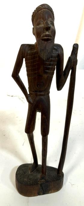 Hand Carved Wood African Figural: Carved Figural of elder, measures app ht 11 inches, African arts and crafts, tableware, decorative arts, tribal arts and crafts