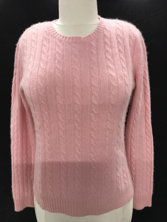 Pink Cashmere Cable Knit Sweater, Ralph Lauren: Luxury American Designer Crew Neck Sweater By Lauren, Ralph Lauren. Size L, Soft & Comfortable, Long Sleeves, Made In Hong Kong. Hand Wash Cold. Pink Cashmere Sweater, Luxury American Designer Clothin