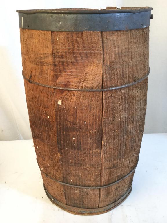 Vintage Wooden Decorative Barrel: Barrel is vintage and wooden. Piece measures approx 18 inches tall 11 inches wide. Piece contains evident wear. barrel planter, plant stand, umbrella stand, rustic home decor, home accent and accessor
