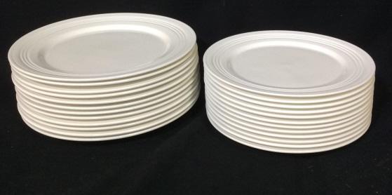 Set 24 Vintage Ceramic LENOX PLATES: Set includes 12 salad plates and 12 dinner plates. Ceramic plates are white. Plates need cleaning. Backs read TinCan Alley Four LENOX Microwave And dishwasher safe. Ceramic plates, plate set, dinnerpl