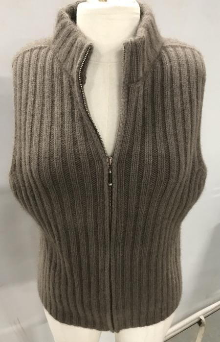 Merino Wool/Possum Vest by Merino Snug, Australia: Made in Australia of 50% wool, 40% possum fur & nylon. Medium brown Crew Neck Zippered Vest, Silver tone zipper. Size M. Australian Designer, Australian Wool, Possum Fur, Vest, Layered Clothing, Casua