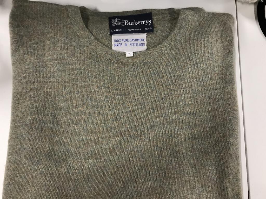BURBERRYS Luxury Scottish Cashmere Sweater: Burberry London Cashmere Sweater, Made In Scotland, Size S. Moss Green Color with hints of brown & aqua. Scottish Wool. Luxury Designer Cashmere Sweater, Burberry’s London, Burberry’s New York, Bu