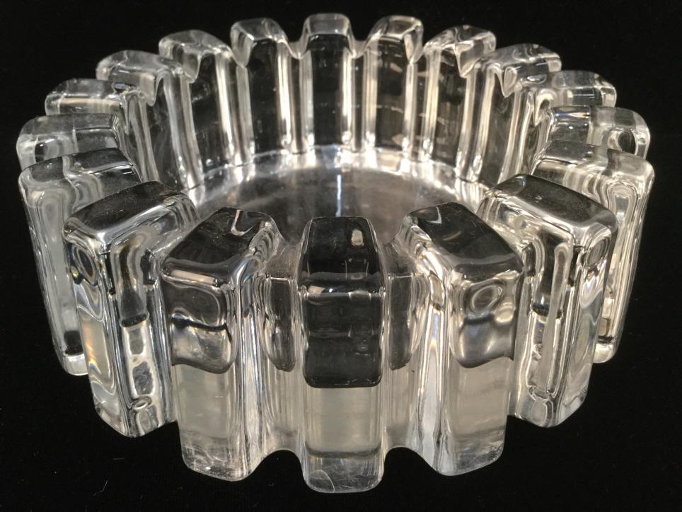Cut Crystal Trinket Dish: Trinket Dish appears to be possibly be cut crystal. Measures approx 7 inches wide 2.5 inches tall. candy dish, trinket dish, candy dish, tableware, decorative tabletop accessories 6