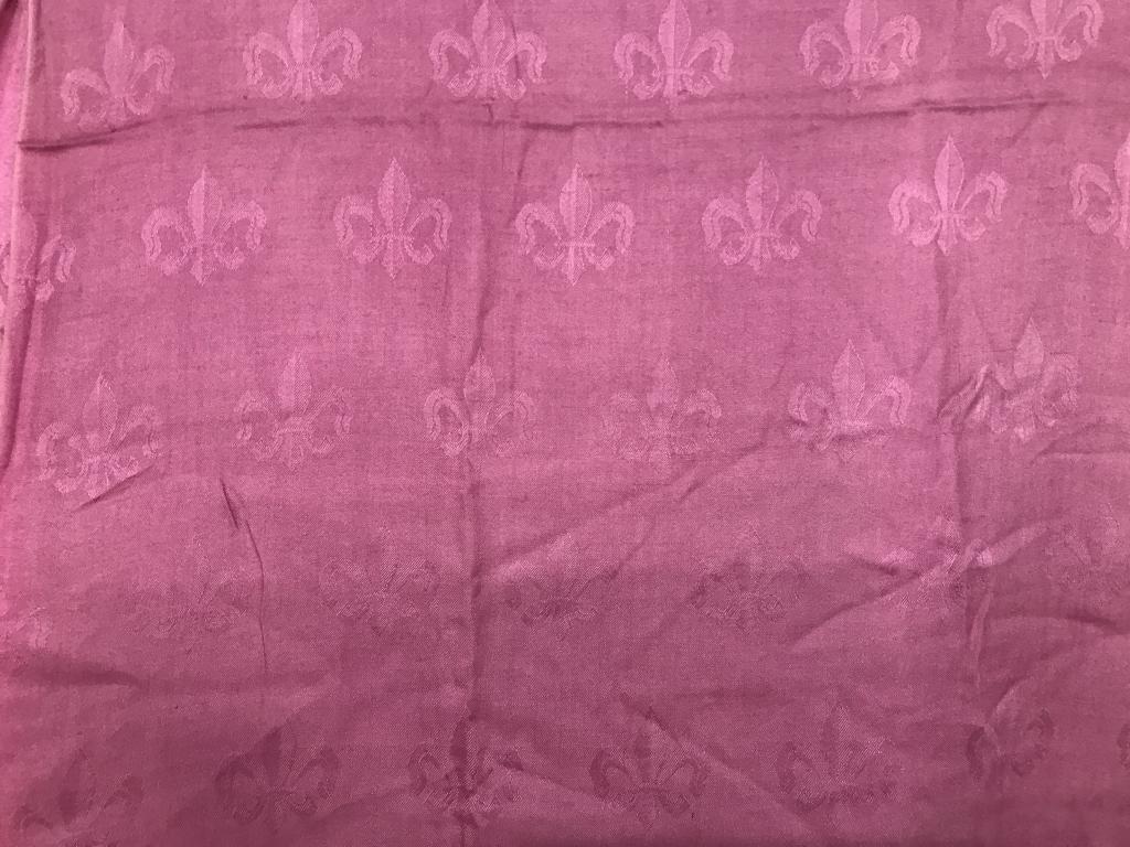Hand Woven Silk Wrap, Nepal: Soft Silk Shawl, Pink, thin rope tassels at ends, fleur de lis design, 28.5 x 80, approx. Made in Nepal, Hand Woven Silk Shawl, Wrap, Serape, Swathe, Sheathe, Cover, Fabric, Cover, Fleur de Lis Design