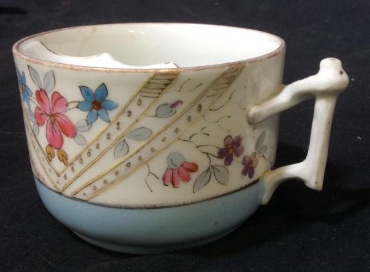 Antique French Porcelain Mustache Cup: 19th Century French Porcelain Collectible, shaving mug, mustache cup, stamped underside, Circa late 1800s, ht app 2.5 inches Antique porcelain shaving mug,mustache cup, porcelain collectible, collecti