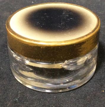 Vintage Glass Metal Pill Box C1930: Dresser accessory, pill box, Trinket Box, collectible measures ht app 2 inches diameter app 2.5 inches