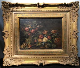 Antique Framed Oil Painting Of Roosters Oct 05 2019 Greenwich