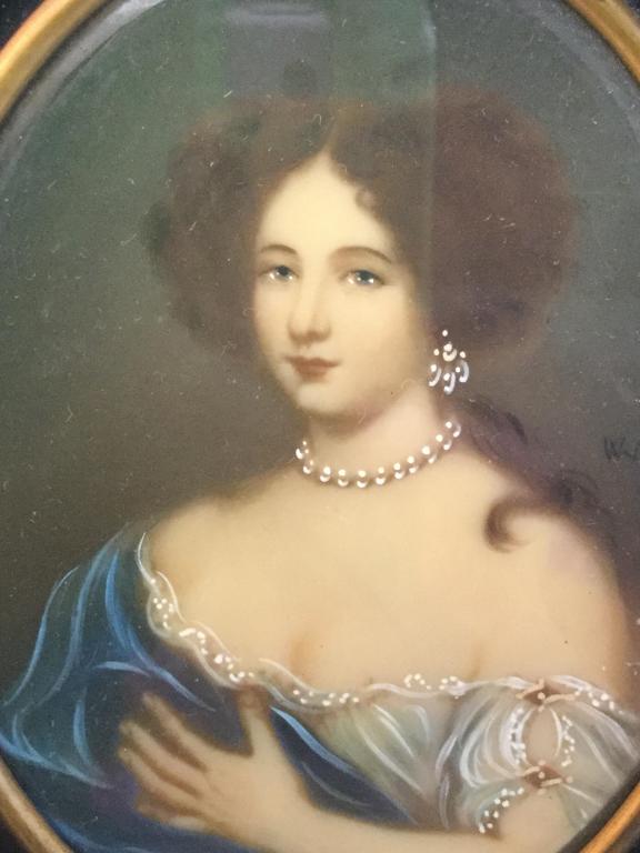 Antique French Painted Female Portraits In Frames: Lot includes 2 paintings. Each depict unique female figures. Pieces appear to be circa 1890’s. Backside of each has French Passage. Each piece Is professionally framed with black toned frames. Each 