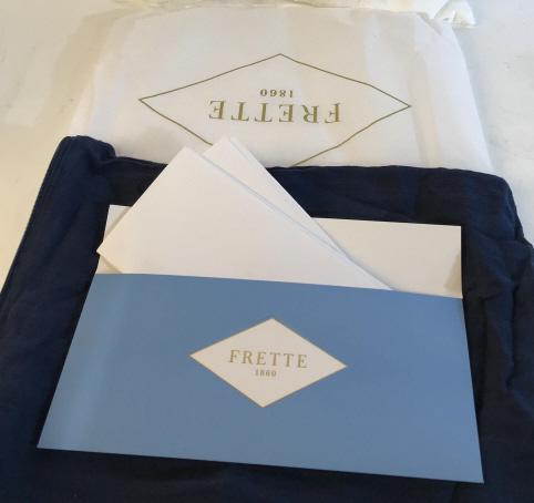 FRETTE BOUDOIR PILLOW FORM, NEW, Italy: 12 x 16 in Pillow form, FRETTE. In original plastic but opened. Cotton Cover. Made of imported polyester. Comes with FRETTE Pillow sack for stowaway and navy blue cotton pillowed cover ( not FRETTE) S