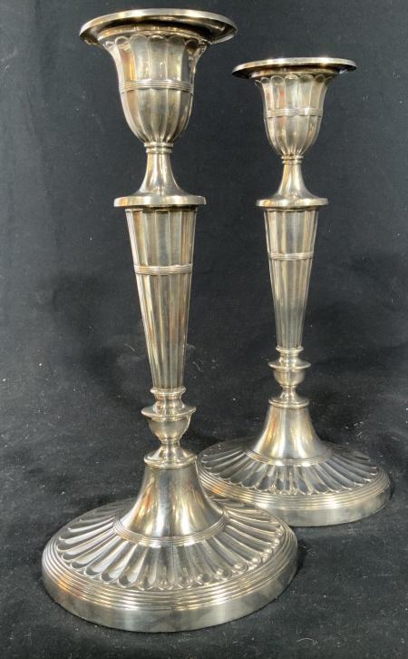 Pair Vintage Silver Plate Candle Sticks: Decorative accessories, table ware, candle sticks, silver plate, each measures ht app 11.5 inches, holiday table