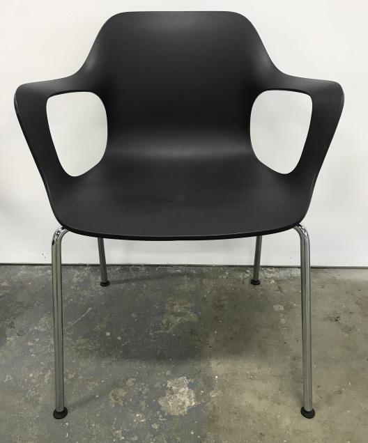 Set 4 VITRA Industrial Modern HAL Arm Chairs: Set 4 VITRA Industrial Modern HAL Arm Chairs with black toned shell and tubular steel legs. Project Vitra commenced in Basel and Weil am Rhein in the year 1957, when the company's founders, Willi and 