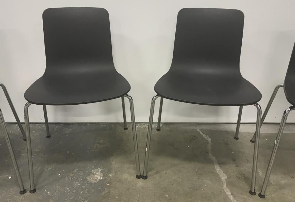 Set 4 VITRA HAL Industrial Modern Tube Chair: Set 4 VITRA Industrial Modern HAL Tube Chair with black toned shell and tubular steel legs. Designed specially by Jasper Morrison for the HAL Armchair, bestows the chair with a unique character – wh