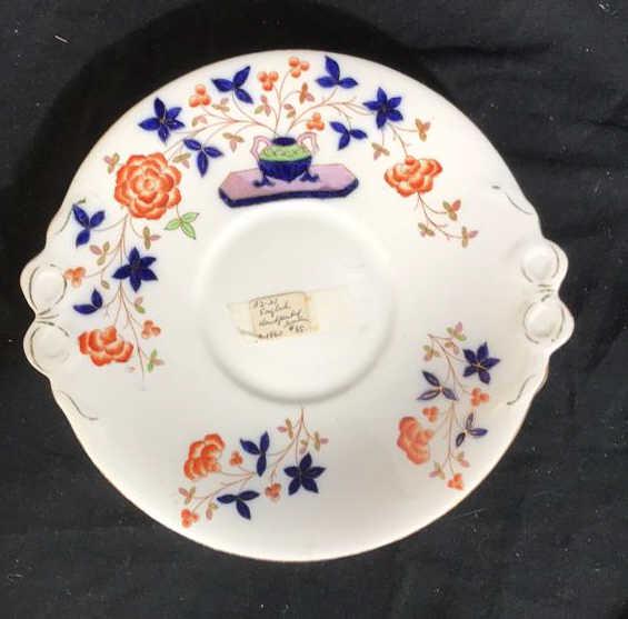 Antique English Hand Painted Porcelain Dish: 19th Century Porcelain marked for Waring and Willow, Oxford Street, London W, Fusan, tableware, English Porcelain, diameter app 9 inches, circa 1860