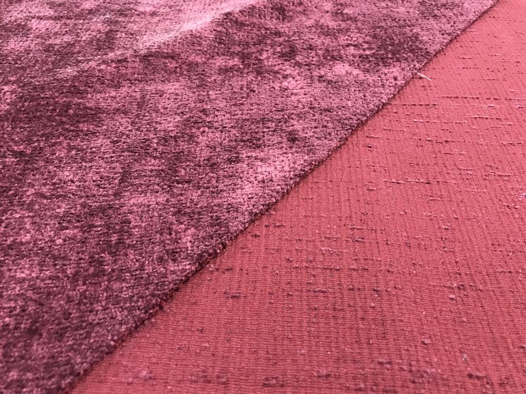 End Bolt Plush Upholstery, Deep Magenta: Furniture Fabric, large remnant piece. Measures 1.5 yards wide. Almost 2 full yards long. Part where fabric is cut on the diagonal. Up Cycle. Interior Decor, Fabric, Textile, Upholstery, Remnant Uphol