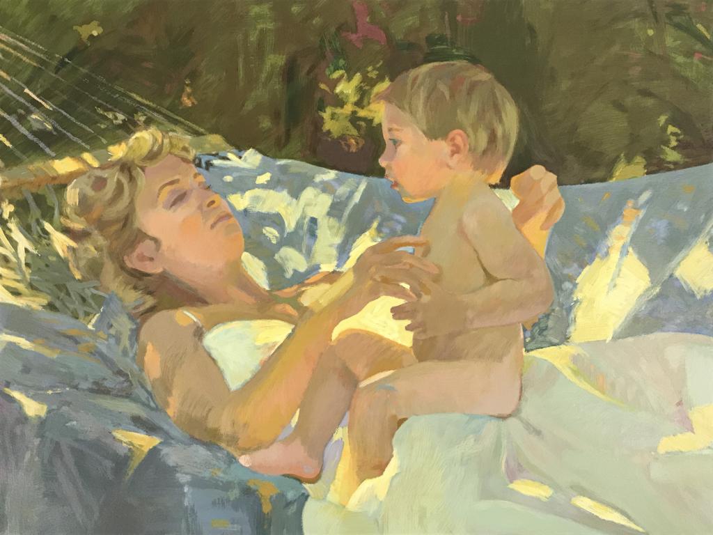 Signed & Numbered Don HATFIELD Print, Mother&Child: Signed limited edition Don HATFIELD (American, b. 1947) serigraph print. Artwork depicts mother and child. Signed in pencil in lower right corner, and numbered 78/300 in lower left corner, attributed