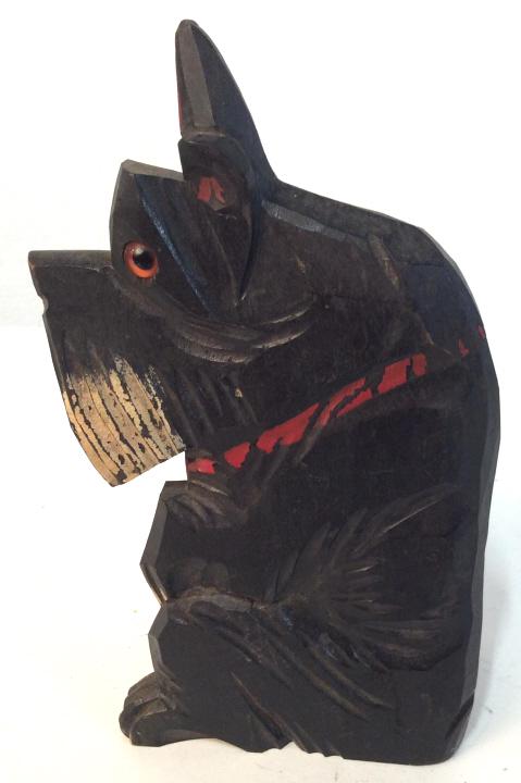 Wooden schnauzer pen holder: Wooden schnauzer pen holder. Measures approximately 7.5 inches tall. Pen holder, pencil holder, desk accessory, desk item, office, home office, wood, schnauzer, dog, dog collectible, wooden collectibl
