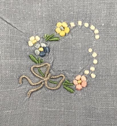 Blue Linen Embroidered Tablecloth: Scalloped Edges On Blue Linen. Delicate Embroidered detail of flowers. One blemish. No rips, punctiors, or other noted surface issues. 40 x 38 in. Vintage Tablecloth, Blue Linen, Linen Cloth, Textiles