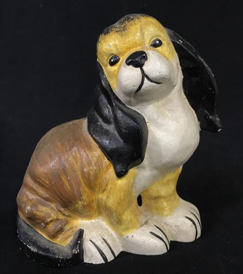 Vintage Cast Iron Dog Doorstop: Vintage Cast Iron Dog Doorstop With painted finish, measures approximately 6.5 inches tall x 6 inches wide x 2.25 inches deep, some chips to paint. Cast Iron Door Stop, Dog Themed House Decor, Dog Doo
