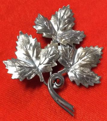 Vintage Sterling Etched Maple Leaf Brooch: Marked Sterling On Underside. Etched metal, Triple leaf pin, shine up for Fall. Pins vertically. 2 x 1.5 in. Sterling Silver Brooch, Sterling Silver Accessory, Maple Leaf Pin, Brooch, Vintage Sterling