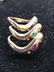 Set 3 14 K YG Diamond & Cabochon R, E, S - 7