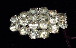 Vintage Deco Rhinestone Pendant, c 1930s: BEET Vintage Accessory. Rhinestone Art Deco Fashion piece. Silver tone metal finish. Use as a pendant or hang on a string. 1.5 x 1 in. Comes from Antique Store in Upper Westchester, NY. Vintage Access