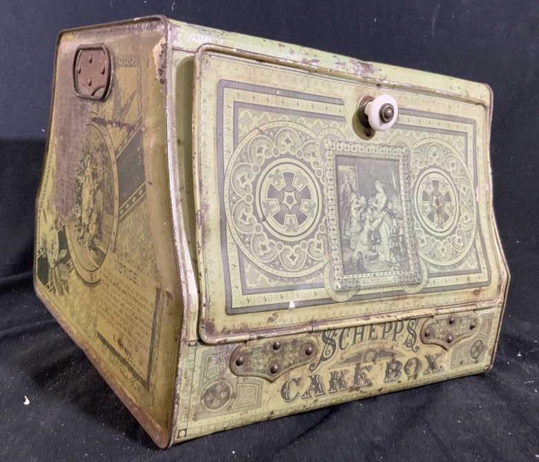 Antique Toleware Schepps Bread Box