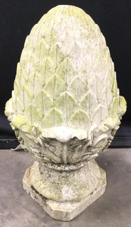 Composite Artichoke Style Lawn Ornament: Lawn ornaments has artichoke shape. Piece is composite. Measures approx 14 inches tall 8 inches wide. garden accessory, entryway decor, architectural accessory home accent and decor 6