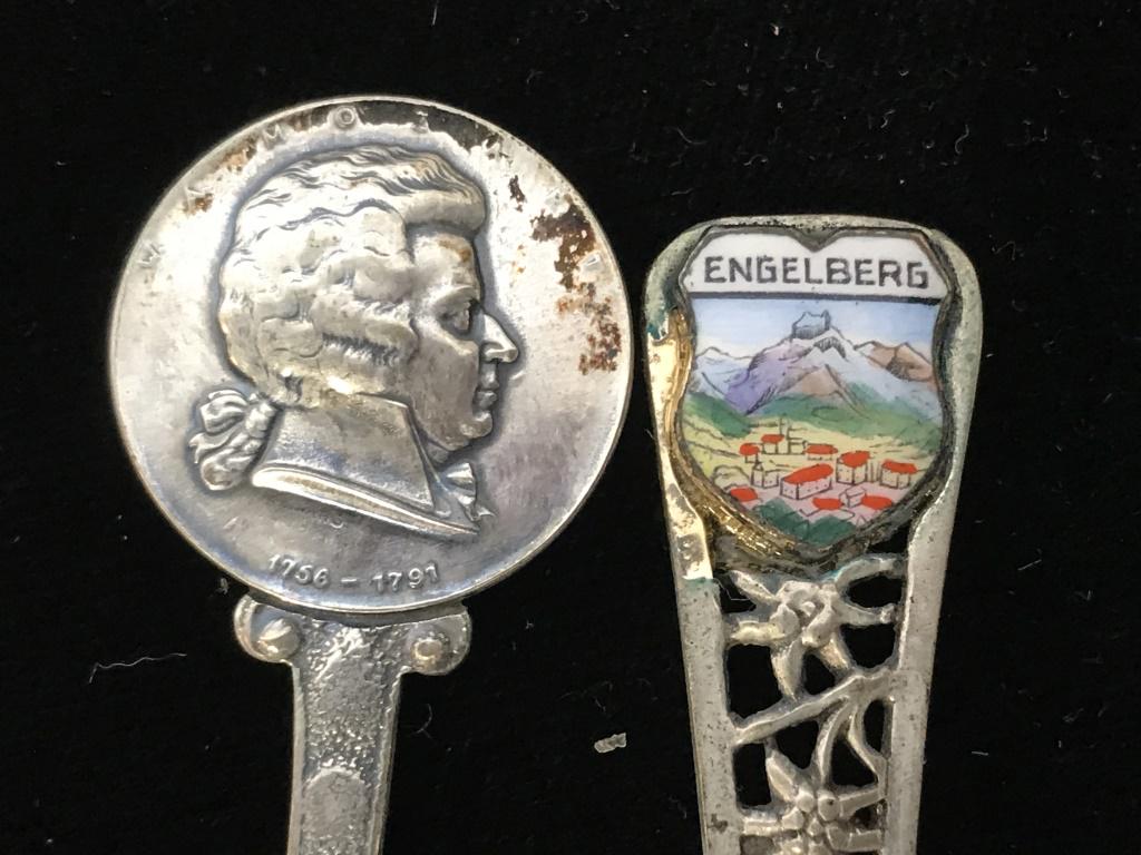 Lot 2 Demitasse 900 and 800 Silver Spoons, Europe: ANTIQUE 900 and 800 Silver Spoons from Switzerland & Germany, Vintage & Antique spoons with purity marks of 900 and 800. Both come in a keepsake pocket pouch, one marked’ J. T Inman Co. div of Whiti