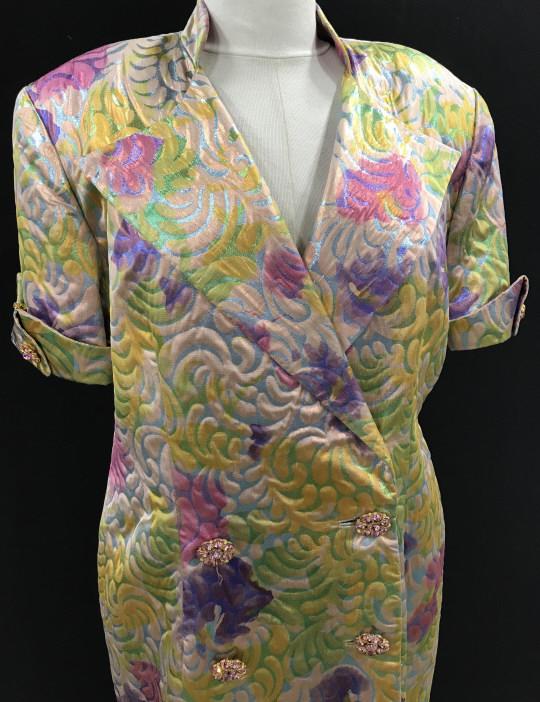 Joanna Mastroianni Silk Retro Style Cocktail Dress: Size 14. Additionally Labeled Mary Jane Denzer Ltd. Luxury Fashion Joanna Mastroianni is a top- ranked NY fashion designer & an established American couture designer. Label with designer name. 100% si