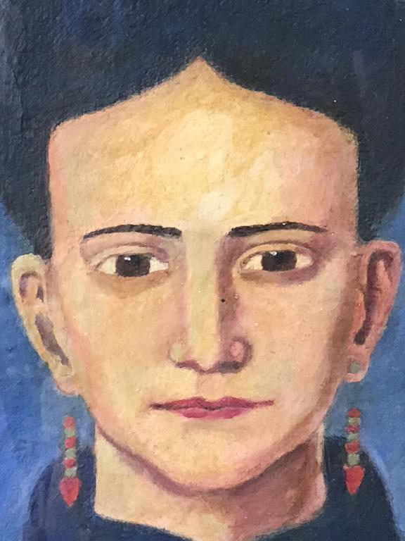 Signed P. SERUSIER Oil On Paper, Portrait Of Woman: Signed P. SERUSIER in lower left corner, attributed to Paul SÉRUSIER (French, 1864-1927). Oil painting on paper depicts portrait of woman against blue ground. Paper is mounted and set behind glass in
