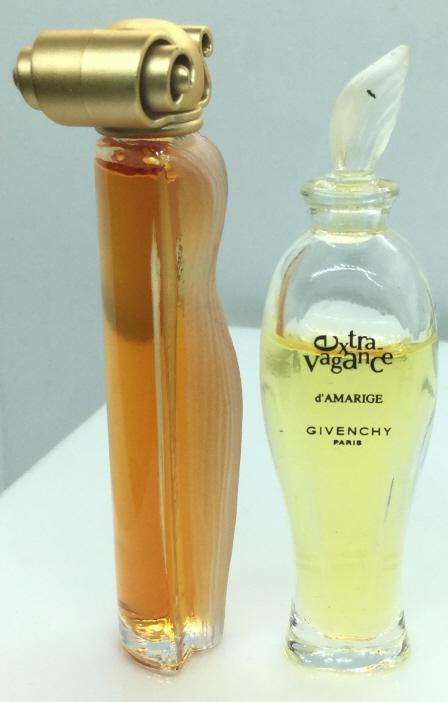 Lot 6 Luxurious Vintage Perfumes, Paris: Perfume bottles made in France. App size 4 ml. Most full. Lot includes Eau de Guerlain, Guerlain Paris. Jardins de Bagatelle, Guerlain Paris. Extra Vagance, Givenchy Paris. Organza, Givenchy Paris. Qu