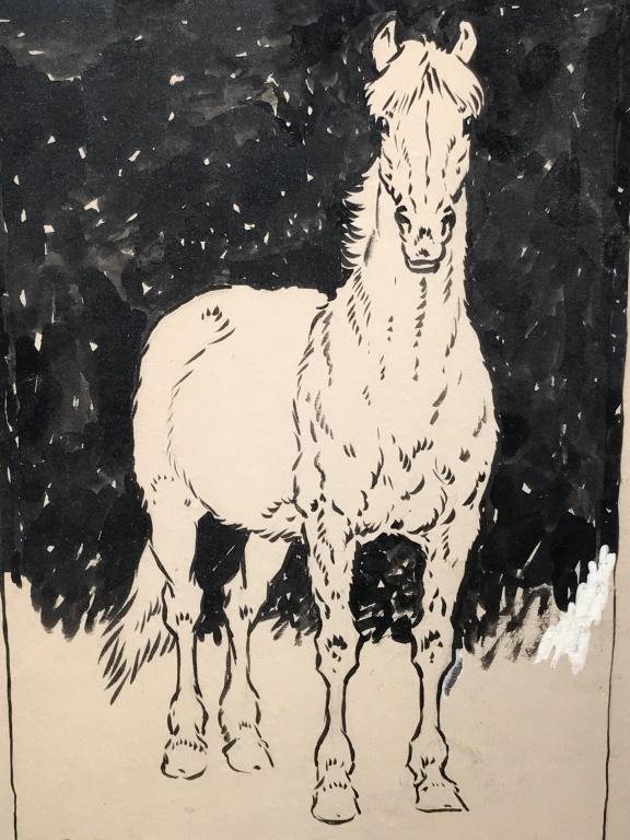 Signed Paul BROWN Gouache Painting Of Horse: Signed Paul Brown in lower left corner, gouache depicts Horse with black tone ground. Handwriting in pencil along bottom right corner reads ‘(illegible) I shall be Waiting.’ Artwork is Possibly an