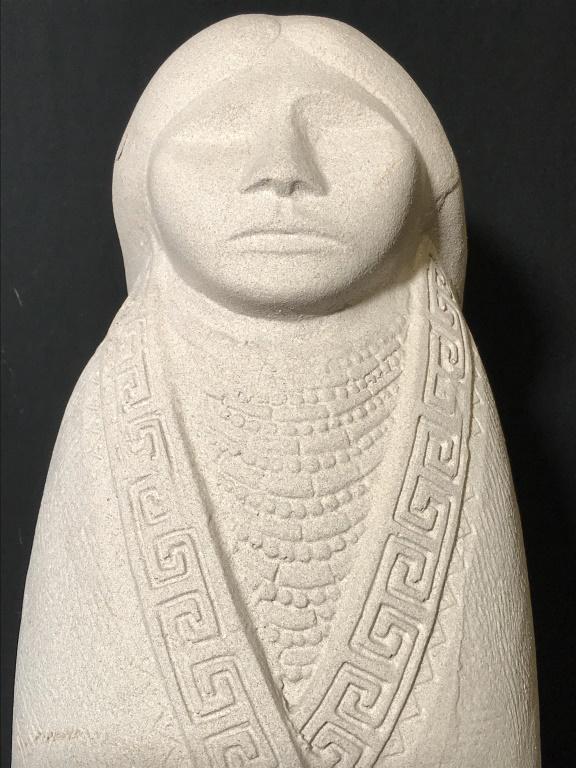 Floor-Size Southwestern Folk Art Figural Sculpture: Floor-size southwestern folk Art Figural Sculpture Of Woman. Marked along bottom of Austin Productions, c. 1985. Possibly material composite, hard plaster. Measures approximately 36 inches in height b