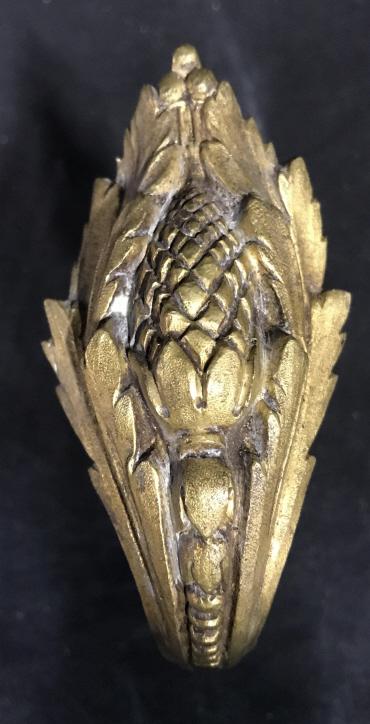 Pair MC Vintage Brass Toned Metal Coat Hooks: Backside of coat hooks are marked MC. Each have ornate detailing Pieces measure approx 5 inches tall 5.5 inches deep. Coat hooks, brass coat hooks, brass toned coat hooks, hat hooks. home accent, wall