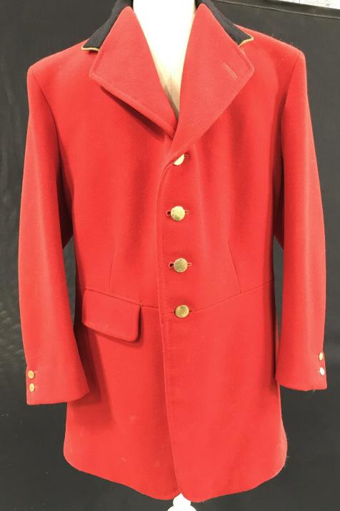 Vintage Anderson & Sheppard Scarlet Hunt Coat,: H.M. Savile Row bespoke gentleman's hunting coat, riding coat. Made of wool twill textile. Exclusive Brass Buttons with ‘M.H.’ Meaning Master at Hand. Initials on all cuff , breast & saddle slit b