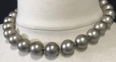 Tahitian Pearl Style Collar Necklace, Carolee: pearl style beads. Measures approx inches 15-16 in length. Adjustable length with hook clasp. Pearls measure app 18 mm. Gift pouch included. Carolee designer jewelry, Statement jewelry, Estate jewelry