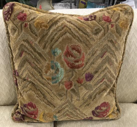 Bespoke Velour Throw Pillow: Dark Carmels on textured fabric, combed cotton loops and parts Velour textile. 24 x 24 in. Removable Cover, Seam Zipper, Metal Zipper, Large piping, same fabric. Interior Lined. Custom Made. Throw Pil