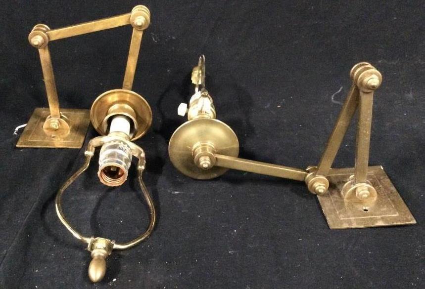 Pair Brass swing arm wall mount lamp: Pair of brass, swing arm, wall mount,lamps. Measures appr. 15.25 inches H, from base to finial. Home decor, Sconces, brass wall mount. 9