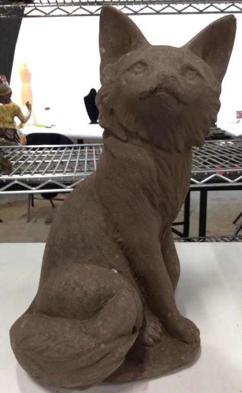 Composite Fox Lawn Ornament: Lawn ornament is brown toned & Composite. Piece measures approx 12.5 inches tall 7 inches wide. gfox / wolf animal, garden statuary, animal decor, home accents 6