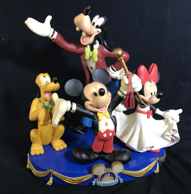 COSTA ALAVEZOS Disney World Celebration Diorama: COSTA ALAVEZOS Disney World 50th anniversary celebration Diorama. Features Mickey Mouse, Minnie Mouse, Pluto, and Goofy onstage in formal celebratory attire. The piece was distributed during Disney’
