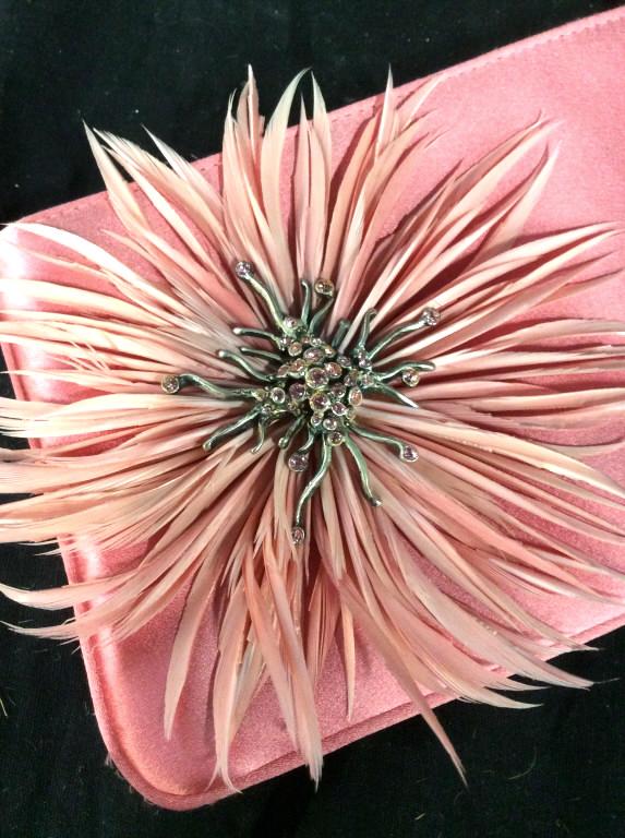 Vintage pink Kate spade clutch wallet: Pink vintage Kate spade clutch wallet with flower on front. Discoloration. Approximately 10 inches long. Flower feathers have wear to them. Zipper Closure. Made in Italy. Kate spade, Kate spade wallet