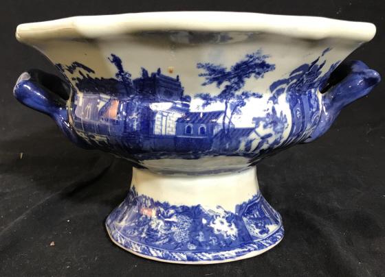 Vintage Ironstone Pedestal Fruit Bowl: Signature in lower right corner attributed to LeRoy NEIMAN (American, 1921-2012). Felt-tip pen drawing on paper depicts female nude figure with chef hat and pot, most likely a ‘Fremlin’ figure. ��