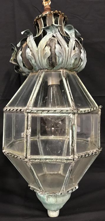 Vintage Glass Window Metal Chandelier: Chandelier is metal & glass. Architectural salvage, vintage chandelier, glass window chandelier, hallway light, lighting, hanging chandelier, metal chandelier. home lighting, ceiling fixture, home lig