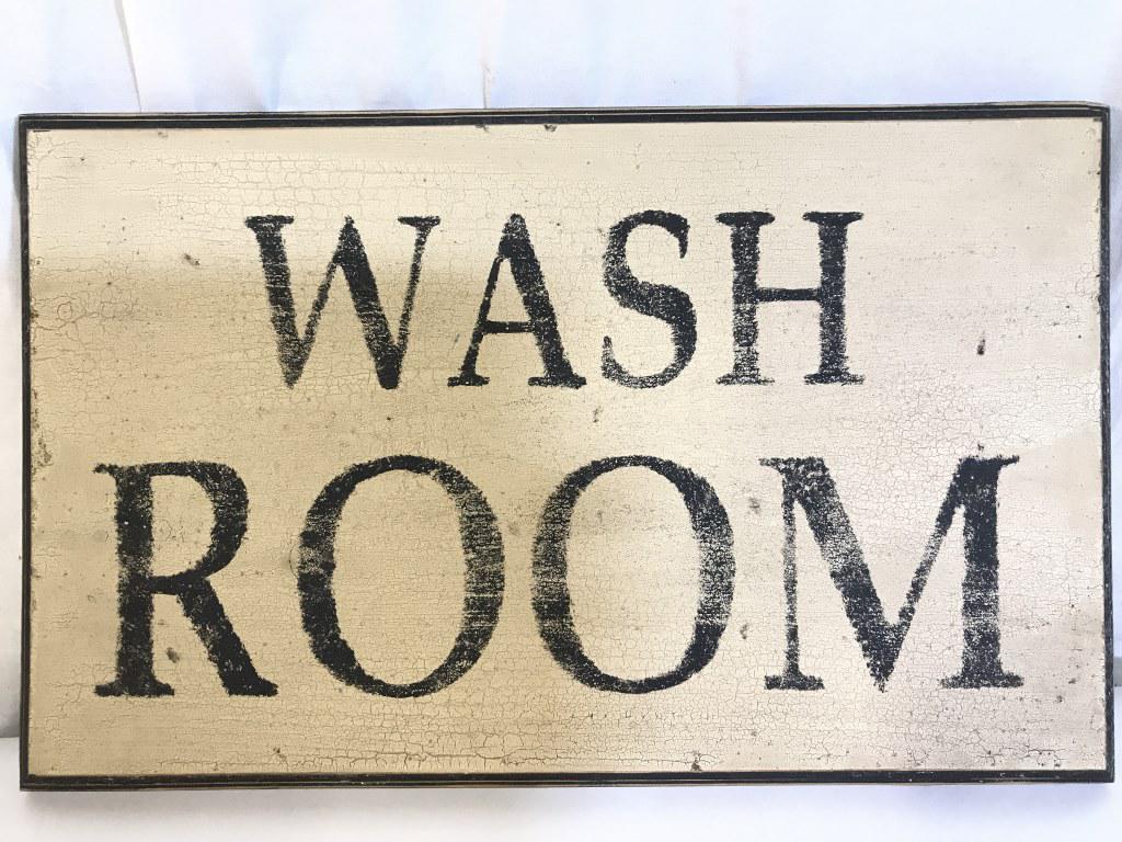 DRESDEN HOUSE PRIMITIVES Wooden WASH ROOM Sign Barnebys