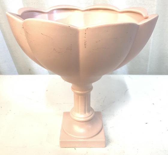 HYALYN Porcelain Tazza: Underside of bowl reads HYALYN USA. Lot includes bowl and Pedestal. Bowls shape resembles flower. Put together piece measures app 11.5 inches tall 10.5 inches wide. centerpiece, pedestal dish, candy d