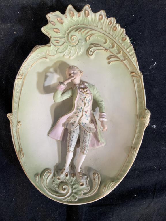 Andrea N Bisque Figural Wall Plaque: Made in Italy, Victorian Figural in relief wall plaque, bisque porcelain measures ht app 12 inches width app 9 inches wall plaques, decorative arts and accessories, home decor, bisque porcelain